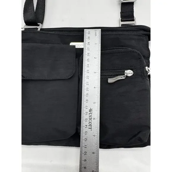Baggallini Crossbody Bag Adjustable Strap Travel Work Nylon Black Purse - Picture 6 of 13